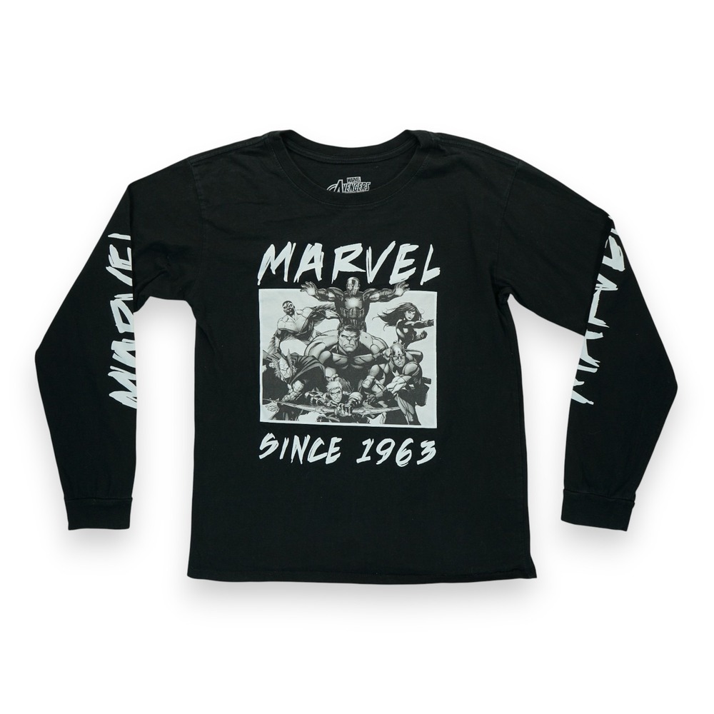 Marvel Comics 1963 Avengers Assemble Heroes Black Longsleeve T-Shirt Men's Small